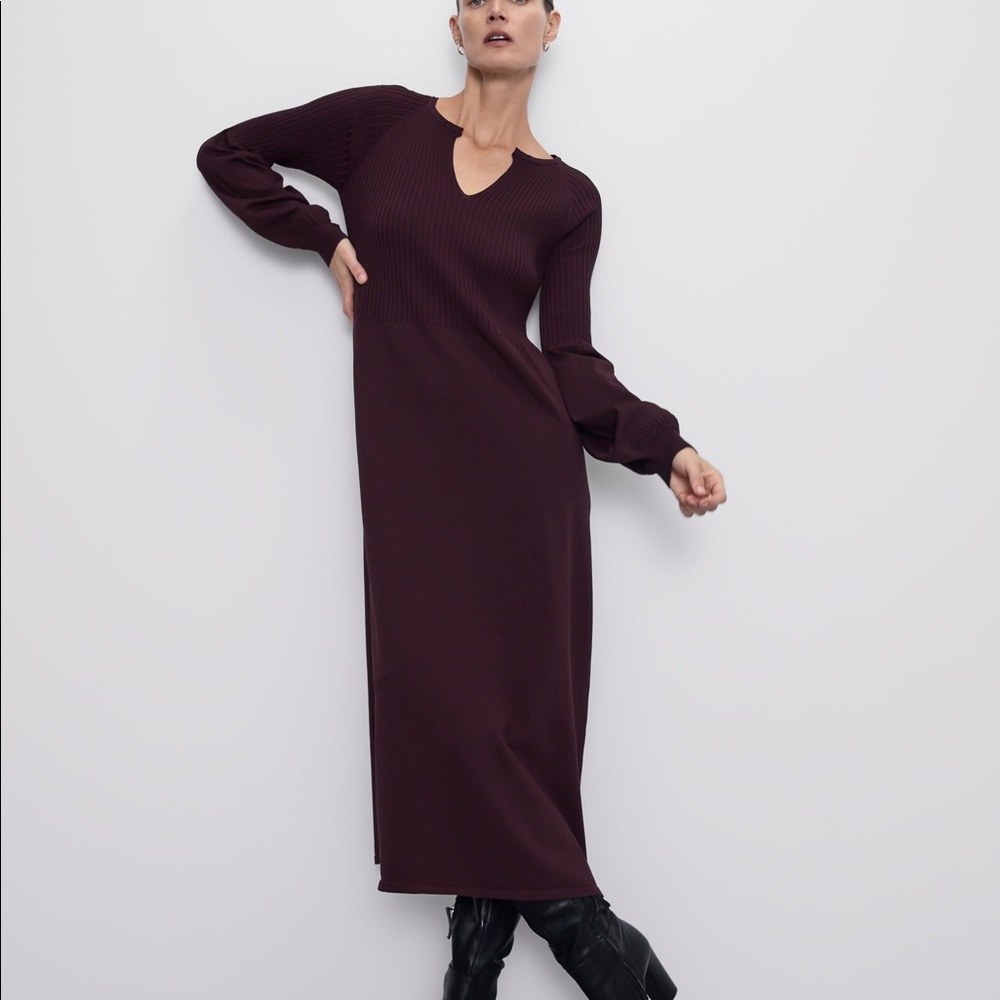 Zara ribbed midi dress in Small